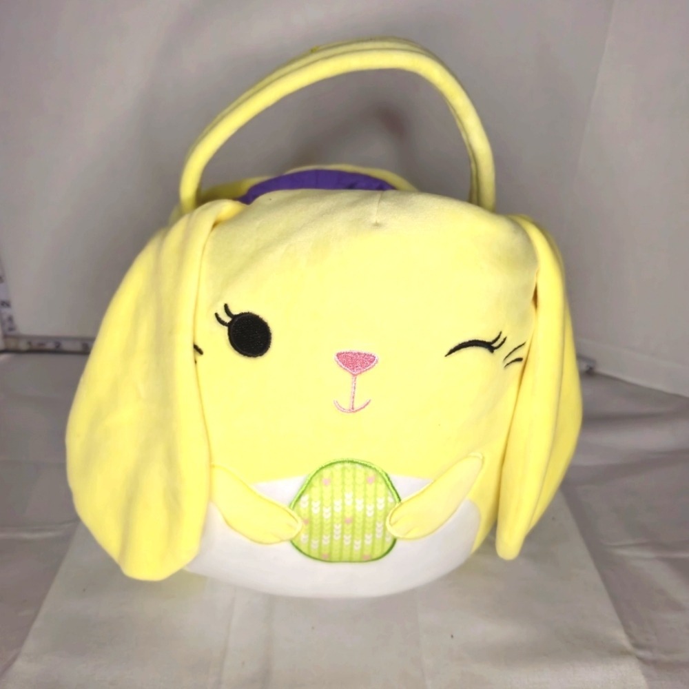 Squishmallows‎ Goldie The Bunny Easter Bucket Bag Plush Yellow Purple